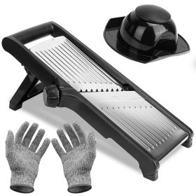 1Pc Mandoline Food Slicer Stainless Steel Food Cutter Vegetable Fruit Chopper Grater Peeler Kitchen Julienne Slicer With 5 Adjustable Blades Food Hold