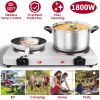 1800W Electric Infrared Dual Burner Portable Heating Hot Plate Stove Countertop RV Hotplate with 7.5” & 6.3” Glass Cooktop Stepless Temperature Adjust