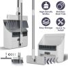 Broom And Dustpan Combo Set With Squeegee Stainless Steel Handle 4 In 1 Upright Standing Broom And Dust Pan For Indoor Outdoor Garage Kitchen Room Off