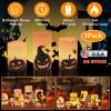3 Pack Halloween Flameless Candle Lamp with Timer Setting Battery Powered Warm Orange Light Candles for Halloween Party Decoration Pumpkin Crow Bat