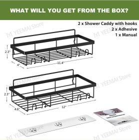 Heavy-duty Wall-mounted Shelf Storage Suitable For Kitchen Bathroom Home Accessories, Including Soap Dish Black