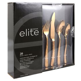 Gibson Elite Stonehenge 20 Piece Flatware Set in Rose Gold
