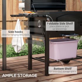 Portable Charcoal BBQ Grill  Height Adjustable For Precision Cooking With Foldable Shelves, Wheels Thermometer Ultimate Camping Tailgating, And Backya
