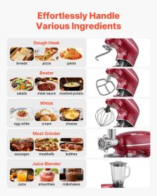 Stand Mixer, 6 QT Electric Kitchen Mixer, 660W Dough-Mixer, 6+P Speeds Tilt-head Food-Mixer with 1.6 QT Blender Cup, Stainless Steel Bowl, Dough Hook,