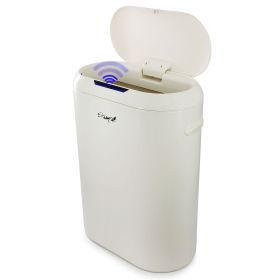Elama 13 Gallon Automatic Sensor Hands Free Round Top Trash Can in White