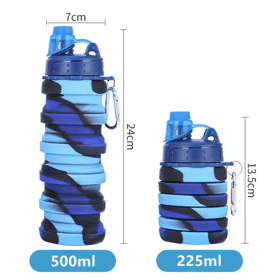 Color: green, Capacity: 0.5L - Portable Silicone Foldable Water Bottle, Outdoor Sports, Mountaineering, Riding, New, 2024