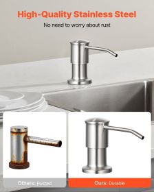 Soap Dispenser for Kitchen Sink, Stainless Steel Built in Sink Soap Dispenser with 47" Extension Tube Kit, Countertop Dish Soap-Dispenser with 360°