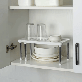 Color: Light Grey - 1pc Retractable Kitchen Shelf Household Multifunctional Cabinet Layered Dish Seasoning Bottle Finishing Stainless Storage Rack
