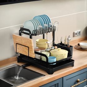 1Pc  2-Tier Dish Drying Rack For Kitchen Counter Space Saving Rustproof Dish Rack With Drainboard Detachable Kitchen Drainer Organizer Set With Utensi