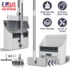 Broom And Dustpan Combo Set With Squeegee Stainless Steel Handle 4 In 1 Upright Standing Broom And Dust Pan For Indoor Outdoor Garage Kitchen Room Off