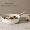 Carote 11" Nonstick Saute Pan With Lid Cover Non-Stick Deep Frypan With Induction, Bon Appetit, White Granite, 5QT
