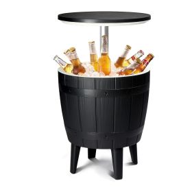10Gallon Black Four Leg Ice Bucket Plastic Side Table Outdoor Beverage Cooler Portable Drink Storage Patio Party BBQ Camping Garden Poolside Durable L