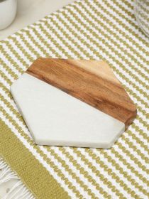 Trivet Marble and Wood Large Coasters | Marble and Acacia Wood |  Kitchen Table Protector
