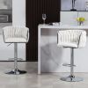 360° Fabric cover Swivel Bar Stools Set of 2, Adjustable Counter Height Bar Chairs with Woven Back & Footrest