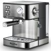 PlumChef Espresso Machine 20 Bar Professional Compact Household Coffee Espresso Maker with Milk Frother Steam Wand Pressure Gauge 54oz Water Tank Low