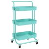 3-Tier Kitchen Trolley Turquoise 16.5"x13.8"x33.5" Iron and ABS
