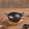 WANGYUANJI Yuanbao Pot 13.4", Cast Iron Stew Pot, Non-coated Non-stick Saucepan for Making Soup, Cooking Porridge, Gas, Induction, with Wire Balls