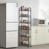 6 Tier Storage Cart,Metal Kitchen Rolling Cart with Lockable Wheels & Baskets,6" Slim Storage Shelf for Kitchen,Bathroom,Laundry,Small Space