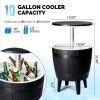 10Gallon Black Four Leg Ice Bucket Plastic Side Table Outdoor Beverage Cooler Portable Drink Storage Patio Party BBQ Camping Garden Poolside Durable L