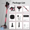 Cordless Vacuum Cleaner Lightweight Handheld Vacuum Upright Stick Floor Vacuum Battery Powered Mop with Lighting 2 Speeds 12000PA Suction 4 Tools Moun