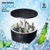 10Gallon Black Four Leg Ice Bucket Plastic Side Table Outdoor Beverage Cooler Portable Drink Storage Patio Party BBQ Camping Garden Poolside Durable L