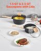 Saucepan Set, 1.5 QT & 2.5 QT Nonstick Saucepan with Glass Lids, Multipurpose Cooking Sauce Pots with Detachable Handles
