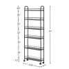 6 Tier Storage Cart,Metal Kitchen Rolling Cart with Lockable Wheels & Baskets,6" Slim Storage Shelf for Kitchen,Bathroom,Laundry,Small Space