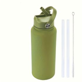 40 Oz Stainless Steel Sports Water Bottle With Straw Insulation, With 3 Lids ,straw Lid, Water Cup Lid,Please Note That This Product Is Shipped By You