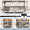 Adjustable Over Sink Dish Drying Rack with Hooks