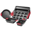 Baking Pan Set 6-Piece Nonstick Carbon Steel Bakeware Set with Silicone Handle