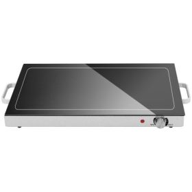 HOMCOM Food Warmer with Adjustable Temperature, Electric Warming Tray with Cool-Touch Handles for Parties, Buffets, Black