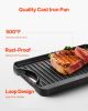 14x8.5 inch Reversible Grill Griddle Pre-Seasoned BBQ Pan Cast Iron Black