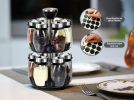 12 Glass Jar Bottles Set Revolving Spice Rack Organizer Storage for kitchen, Spice Stand Holder
