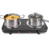 2000W Electric Double Burner Portable Coil Heating Hot Plate Stove Countertop RV Hotplate with Non Slip Rubber Feet 5 Temperature Adjustments