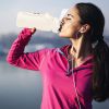 34Oz Glass Water Bottle Sports Water Bottle Motivational Water Bottle Water Intake Tracker Bottle with Straw Time Marker Silicone Sleeve Handle for Gy