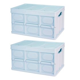 2Pcs 30L Collapsible Storage Bins With Dustproof Lid Waterproof Interior Bag Handle Stackable Storage Box Container Utility Organizer Crate For Campin (Option: 2PcsBins30LBlue)