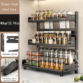 1 Piece Stainless Steel Multi-layer Spice Rack Suitable For Kitchen Countertops Multi-function Layered Rack For Orderly Spice Storage Suitable For Hom (Option: Three Layers-40CM)