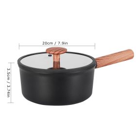 2 Piece Set 6.3 Inch,7.87 Inch ,1.5 QT,3 QT, Aluminum Mini Pots With Detachable Handles And Glass Lids ,Free Of PFOA,PFOS, Dishwasher Safe, Compatible (Option: 20cm-Black)