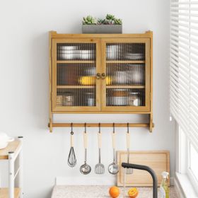 Glass Door Vintage Double Door Wall Cabinet For Kitchen, Dining Room, Wood Color Unavailable Platforms- Temu (Option: Natural wood color)