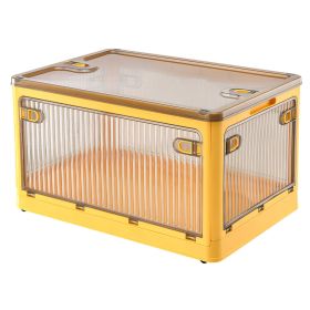 31QT/29L Foldable Storage Bins with Lid 4 Doors Collapsible Stackable Closet Organizer Containers with Lock 4Pcs Wheels (Option: StorageBinYellowM)