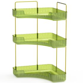 Kitchen Countertop Organizer 3 Tier Corner Storage Shelf Vanity Tray Clear Corner Rack for Kitchen Bedroom Bathroom (Option: Organizer3TierGreen)