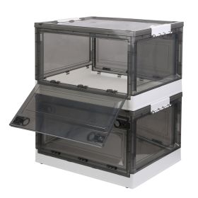 2 Packs Foldable Storage Bins Collapsible Storage Box Organizer Stackable Toy Container with Double Doors Top Lid Rolling Wheels for Clothes Toys Book (Option: 2PcsStorageBinsBN56L)