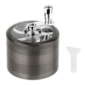 Herb Spice Tobacco Grinder 2.5-inch 4-Piece Zinc Alloy Hand Crank Crusher Kitchen Mill with Pollen Scraper (Option: StainlessHandleHerbGrinderDarkGrey)