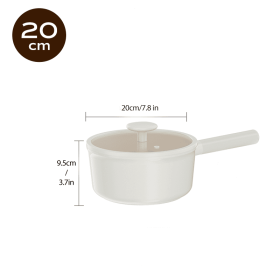 2 Piece Set 6.3 Inch,7.87 Inch ,1.5 QT,3 QT, Aluminum Mini Pots With Detachable Handles And Glass Lids ,Free Of PFOA,PFOS, Dishwasher Safe, Compatible (Option: 20cm-White)