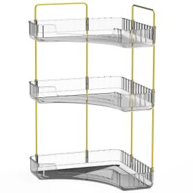 Kitchen Countertop Organizer 3 Tier Corner Storage Shelf Vanity Tray Clear Corner Rack for Kitchen Bedroom Bathroom (Option: Organizer3TierWhite)