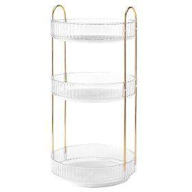 3 Tier Rotating Organizer 360° Spinning  Storage Tray 55LBS Load Countertop Shelves for Bottles (Option: MakeupOrganizerWhite)