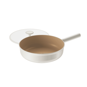 Deep Frying Pan-Silicone Cover (Color: Beige)