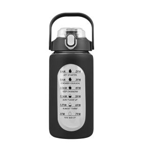 34Oz Glass Water Bottle Sports Water Bottle Motivational Water Bottle Water Intake Tracker Bottle with Straw Time Marker Silicone Sleeve Handle for Gy (Option: Bottle32OZBlack)