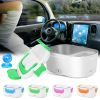 Electric Heating Lunch Box Food Heater Container Travel Thermal Bento Box Portable Food Warmer w/ 2 Removable Compartments 1 Free Spoon 1L