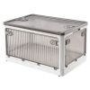31QT/29L Foldable Storage Bins with Lid 4 Doors Collapsible Stackable Closet Organizer Containers with Lock 4Pcs Wheels